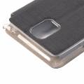 Кожаный чехол книжка для Samsung Galaxy Note 4 с окошком для дисплея Cross Texture (черный) 1.0