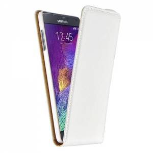 Купить кожаный чехол блокнот для Samsung Note 4 с флипом белый