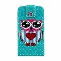 Кожаный чехол блокнот с флипом для Samsung Galaxy S5 / G900 с совой OWL style