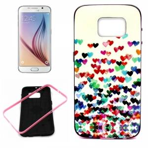 Купить гелевый чехол с защитной рамкой для Samsung Galaxy S6 / G920 с сердечками