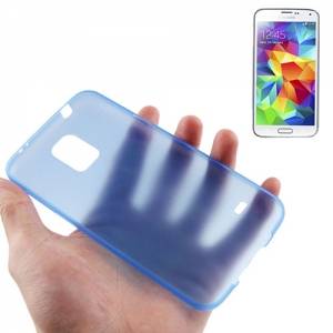 Купить тонкую накладку 0,3мм для Samsung Galaxy S5 mini матовая голубая