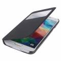 Кожаный чехол книжка для Samsung Galaxy S5 mini / G800 с окошком для дисплея (черный) 1.0