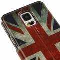 Кожаный чехол книжка для Samsung Galaxy S5 / G900 с английским флагом - UK retro style