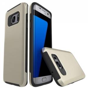 Купить противоударный защитный чехол для Samsung Galaxy S7 Edge / G935 Simple Brushed PC+TPU (Gold)