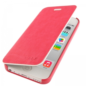 Купить чехол книжка SZLF Flip для iPhone 5C с флипом (розовый) в интернет магазине