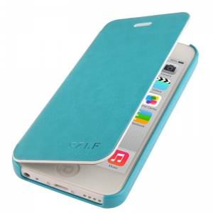 Купить чехол книжка SZLF Flip для iPhone 5C с флипом (голубой) в интерне магазине