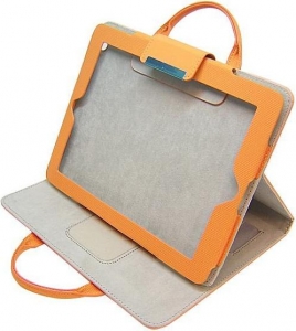 Купить кожаный чехол сумка с ручками для iPad 2/3/4 "Smart Zone" портфель (оранжевый) в интернет магазине