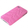 Чехол накладка для iPhone 4 / 4S Fishbone перфорация (magenta)