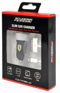 Купить авто ЗУ Ferrari 2xUSB 2.1A + Lightning + 30-pin FERUCC2UAPBL (черный) в интернет магазине