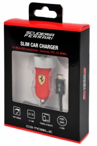 Авто ЗУ Ferrari 2xUSB 2.1A + microUSB cable FERUCC2UMIRE (красный) в интернет магазине