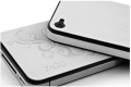 Кожаная наклейка для iPhone 4, 4S с узором от ZAGG (белая) 