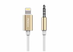 Купить AUX кабель 3.5 mm - Lightning ROCK Audio Cable, Gold (RAU055) для 8 pin разъемов