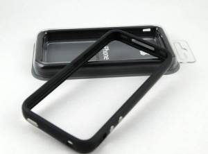 Силиконовый чехол бампер для iPhone 4/4S. Черный Bumper OEM c кнопками