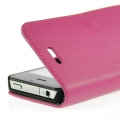 Кожаный чехол книжка Cross Grain для iPhone 4/4S с подставкой (magenta)