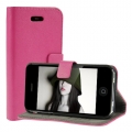 Кожаный чехол книжка Cross Grain для iPhone 4/4S с подставкой (magenta)