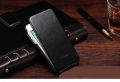 Кожаный чехол с флипом для iPhone 5/5S/SE "блокнот" Leather Flip Case (Black)