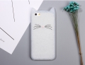 3D чехол с ушками для iPhone 6/6S "Котенок с усами" (Glitter White)