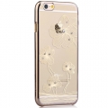 Чехол накладка со стразами для iPhone 6 прозрачный Comma Crystal Flora - Champagne Gold