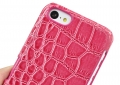 Чехол кожаная накладка Crocodile для iPhone 5C под кожу крокодила (magenta)