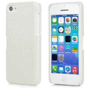 Купить чехол кожаная накладка Crocodile для iPhone 5C под кожу крокодила (белый) в интернет магазине