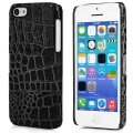 Чехол кожаная накладка Crocodile для iPhone 5C под кожу крокодила (черный)