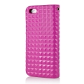 Стильный чехол книжка для iPhone 5 / 5S / SE Rubbery Diamond с разъемами для карточек (Magenta)