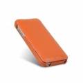 Кожаный чехол блокнот с флипом Melkco Premium для iPhone 5C оранжевый