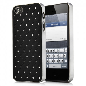 Купить чехол накладка Rhombus для iPhone SE / 5S / 5 со стразами на объемных ромбах (черный) в интернет магазине