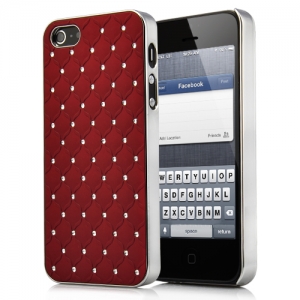 Купить чехол накладка Rhombus для iPhone SE / 5S / 5 со стразами на объемных ромбах (красный) в интернет магазине