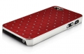 Чехол накладка Rhombus для iPhone SE / 5S / 5 со стразами на объемных ромбах (красный)