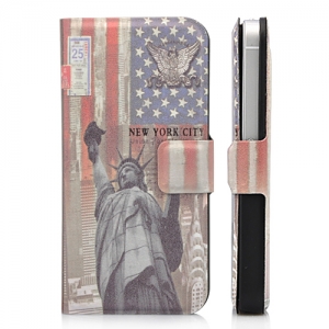 Купить кожаный чехол книжка с горизонтальным флипом для iPhone 5 / 5S Статуя Свободы США в интернет магазине
