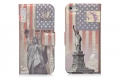 Кожаный чехол книжка с горизонтальным флипом для iPhone 5 / 5S Статуя Свободы США
