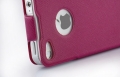 Кожаный чехол блокнот Ultra Slim с вертикальным флипом для iPhone 4 / 4S (magenta)