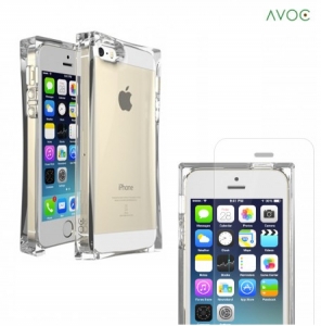 Купить Прозрачный чехол льдинка Zenus Avoc Ice Cube+Tempered Glass Film для iPhone 5S / 5 с каленым стеклом в комплекте в магазине недорого